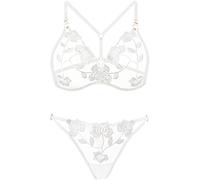 FFWTPY Ffwtpy Lingerie Sexy Femme Coquine Hot Ensemble Dentelle Triangle Bretelles Broderie Tenue Érotique sous Vêtements Set Nuisette Séduction Soirée Romantique