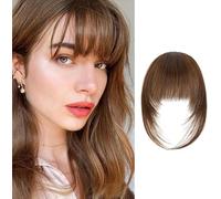 FFWTPY Frange a Clip Cheveux Naturel Extension Capillaire Hair Air Bangs Coiffure Franges Devant Légères pour Femmes Filles(Marron)
