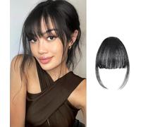 FFWTPY Frange Clip Cheveux Naturels Franges Frontales Droites Accessoire Coiffure Postiche Bangs Ajustable Invisible Extension Capillaire Femme
