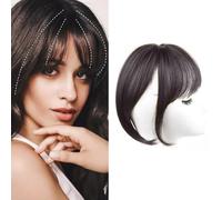 FFWTPY Frange Clip Cheveux Naturels Synthétique Légère Invisible Extension Capillaire Réaliste Aspect Naturel (Brun-noir)