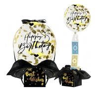 FFWTPY Hochwertige Geschenkbox mit Ballon Happy Birthday Design Konfetti Ballon Dekoration Geburtstagsgeschenk Verpackung 3er Set Geschenkboxen Perfekte Verpackung für besondere Anlässe