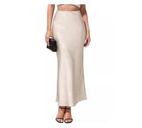 FFWTPY Jupe Longue Femme Queue Sirène de Taille Haute Casual Chic et Elegant Couleur Unie Boheme Genou Longueur Crayon Jupes pour Party (Beige/XL)