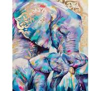 FFWTPY Kit Broderie Diamant Éléphant Famille Artistique Tableau Mosaïque Strass Complet Décoration Murale Artisanat