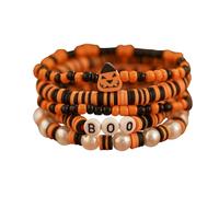FFWTPY Kit de Perles pour Bracelet Halloween Bracelet de Perles Colorées Pendentif Chauve-Souris et Citrouille Monogrammé Halloween Perles pour Enfants Vacances Bracelet (orange03)