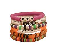 FFWTPY Kit de Perles pour Bracelet Halloween Bracelet de Perles Colorées Pendentif Chauve-Souris et Citrouille Monogrammé Halloween Perles pour Enfants Vacances Bracelet (Muti)