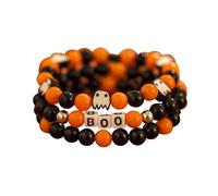 FFWTPY Kit de Perles pour Bracelet Halloween Bracelet de Perles Pendentif Chauve-Souris et Citrouille Monogrammé Halloween Kit Perles Bijoux Adulte Enfant Vacances Bracelet (Orange02)