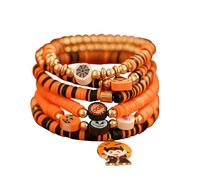 FFWTPY Kit de Perles pour Bracelet Halloween Bracelet de Perles Pendentif Chauve-Souris et Citrouille Monogrammé Halloween Kit Perles Bijoux Adulte Enfant Vacances Bracelet (Orange01)
