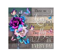 FFWTPY Kit Peinture Diamant Papillon Rose Fleur Tableau Mosaïque Broderie Diamant Citation Inspirante Décoration Murale Artistique