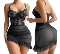 FFWTPY Lingerie Sexy Femme Coquine Hot Corset Dentelle Tenue Érotique Combinaison Bodystocking Nuisette Ensemble Robe sous Vetements Collant