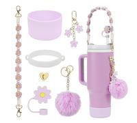 Ffwtpy Pailles Réutilisables En Acier Inoxydable Avec Accessoires Floraux Set De 3 Pailles Écologiques Pour Boissons Froides Et Chaudes Pailles Durables Et Élégantes Pour Tous Les Jours(Morado)