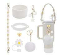 Ffwtpy Pailles Réutilisables En Acier Inoxydable Avec Accessoires Floraux Set De 3 Pailles Écologiques Pour Boissons Froides Et Chaudes Pailles Durables Et Élégantes Pour Tous Les Jours(Blanco)