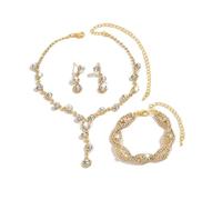 FFWTPY Parure 3 Pièces Collier Boucle d'Oreille Bracelet Parure Finement Travaillée pour Mariage et Dîner Cadeau d'Anniversaire