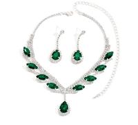 FFWTPY Parure Bijoux Goutte Cristal Brillant Collier Boucles D'oreilles Pendantes Strass Luxe Mariage Soirée Cérémonie