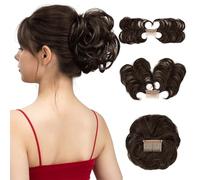FFWTPY Postiche Cheveux Naturel Chignon Messy Bouclé Postiche Cheveux Synthétiques Ajustable Peigne Intégré Coiffure Rapide Volume Naturel
