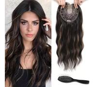 FFWTPY Postiche Cheveux Naturel Ondulé Extension Topper Volumateur Capillaire Clips Intégrés Brosse Coiffure Accessoire Femme