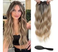 FFWTPY Postiche Cheveux Naturel Ondulé Extension Topper Volumateur Capillaire Clips Intégrés Brosse Coiffure Accessoire Femme