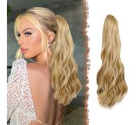 FFWTPY Queue Ondulée Blonde Extension Cheveux Naturel Pince Griffe Postiche Longue Attache Rapide Coiffure Transformation Instantanée