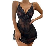 FFWTPY Robe de Nuit Femme Nuisette Bretelles Dentelle Florale Vêtement de Nuit Transparent Tenue Séduction Combinaison Élégante Ensemble Nuit Confortable Vêtements Nuit
