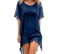 FFWTPY Robe de Plage Femme Été Kimono Sexy V-Cou Bikini Cover Up Cache Maillots Bain Bohème Beachwear Casual Fluide Chemise Couvrir Beach Maillot de Bain