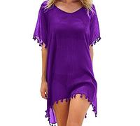 FFWTPY Robe de Plage Femme Été Kimono Sexy V-Cou Bikini Cover Up Cache Maillots Bain Bohème Beachwear Casual Fluide Chemise Couvrir Beach Maillot de Bain