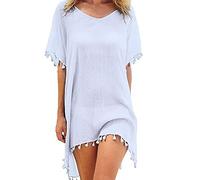 FFWTPY Robe de Plage Femme Été Kimono Sexy V-Cou Bikini Cover Up Cache Maillots Bain Bohème Beachwear Casual Fluide Chemise Couvrir Beach Maillot de Bain