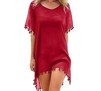 FFWTPY Robe de Plage Femme Été Kimono Sexy V-Cou Bikini Cover Up Cache Maillots Bain Bohème Beachwear Casual Fluide Chemise Couvrir Beach Maillot de Bain