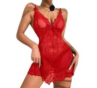 FFWTPY Tenue Sexy Femme Érotique Hot Robe Collier Forme de Rose Dentelle Transparent Séduisant Noeud Papillon pour Un Anniversaire la Saint Valentin