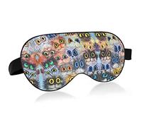 ffy Cat Faces Big Eyes Masques pour les yeux colorés Blocs de couverture Masque de sommeil léger Couverture d'abat-jour Bandeau pour les yeux relaxant avec sangle de tête réglable pour hommes femmes e
