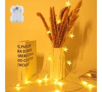 FFZZKJ Guirlande lumineuse de Noël avec minuteur et étoiles - Batterie extérieure et intérieure - Étanche - 3 m - 20 LED - Blanc chaud
