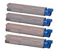 FG Encre Cartouche de Toner Compatible pour Oki C3300 BK/C/M/Y Lot de 4 - Noir/Cyan/Magenta/Jaune