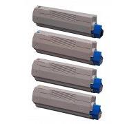 FG Encre Cartouche de Toner Compatible pour Oki C610 BK/C/M/Y Lot de 4 - Noir/Cyan/Magenta/Jaune