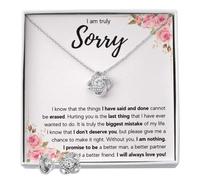 FG Family Gift Mall Collier géant « Im Sorry Gifts For Her », « I Love You I'm Sorry » avec carte de message et boîte cadeau, Acier inoxydable, Zircone cubique