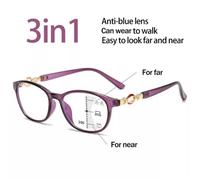FG-Lunettes de lecture multifocales progressives 3 en 1 pour femmes, lunettes anti-bleu, faciles à regarder de loin et de près, + 1.0 à + 4.0, neuves