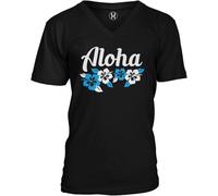 FG2677ADS Aloha Tropical Island Hawaiian Flowers Unisex V-Neck T-Shirt Manches Courtes(Medium)