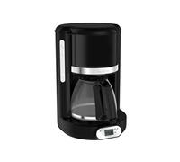 Moulinex Cafetière filtre programmable 24h, Design noir vintage, Capacité 1,25 L, 10 à 15 tasses, Porte-filtre pivotant, Maintien au chaud 30 min, Verseuse verre, Soleil FG380B10