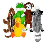 FGA MARKETPLACE Jouet plat en peluche pour chien raton-laveur, écureuil, canard, grenouille, singe sans rembourrage, sans couinement, style amusant qui divertira votre animal de compagnie pendant des