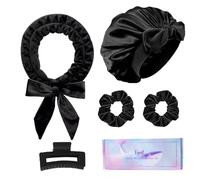 Fgail Bigoudi sans chaleur et bonnet en satin double couche pour boucles pendant la nuit - Tige à friser sans chaleur avec bonnet en soie, sans danger pour le sommeil pour cheveux longs/moyens, vagues