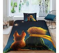 FGAITH Parure De Lit Le Petit Prince pour Enfant - avec Housse De Couette Et Taies d'oreiller - Motif Animation - en Microfibre Douce - avec Fermeture Éclair Single(135x200cm)