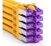 FGB Câble patch 10 Gbit/s 0,5 m x 10, câble réseau RJ45 CAT 7 - Jaune | Câble Ethernet SFTP PIMF en cuivre - 50 cm - Organisation d'armoire réseau - Câble LAN DSL court CAT7 CAT6 CAT5