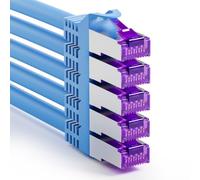 FGB Câble patch 10 Gbit/s 0,5 m x 5 câbles réseau RJ45 CAT 7 - Bleu | Câble Ethernet SFTP PIMF en cuivre - 50 cm - Organisation d'armoire réseau - Câble LAN DSL court CAT7 CAT6 CAT5