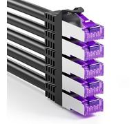 FGB Câble patch 10 Gbit/s - 2 m x 5 - Câble réseau RJ45 CAT 7 - Noir | Câble Ethernet SFTP PIMF en cuivre - 200 cm - Organisation d'armoire réseau - Câble LAN DSL court CAT7 CAT6 CAT5