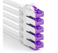 FGB Câble patch 10 Gbps 0,15 m x 5, câble réseau RJ45 CAT 7 - Blanc | Câble Ethernet SFTP PIMF en cuivre - 15 cm - Organisation d'armoire réseau, câble LAN DSL court CAT7 CAT6 CAT5