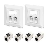 FGB keystone Lot de 2 prises réseau + 4 modules CAT7 - Câble patch femelle vers femelle - Coupleur réseau Ethernet - Panneau de brassage 10 Gbit/s STP