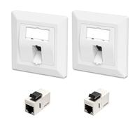 FGB Lot de 2 prises réseau Keystone CAT7 - Montage saillie ou encastré - 1 port RJ45 - Prise saillie - Modules Keystone CAT7 - Câble patch femelle-femelle - Couplage Ethernet