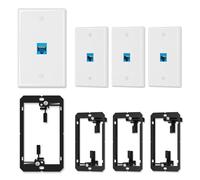FGB Lot de 4 plaques murales Ethernet 10 Gbit/s, plaque murale CAT6 à 1 port et jack, prise murale Ethernet RJ45 avec support de montage basse tension simple