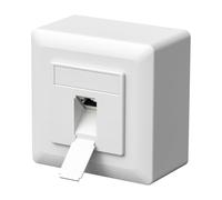 FGB Prise réseau universelle - Prise de données CAT6a - 1 port RJ45 - Montage en saillie ou encastré - 10 Gigabit Ethernet - Prise LAN - Pour câble réseau - Câble de pose - Blanc