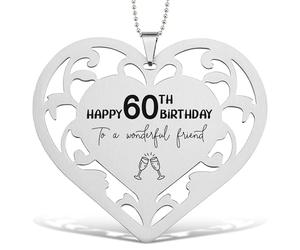 FGC493 Décoration en forme de cœur en acier inoxydable avec message gravé, décoration souvenir en forme de cœur à suspendre avec chaîne de perles, cadeau pour ami, décoration d'intérieur