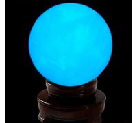 FGDIUCVN Boule Lumineuse en Cristal De Quartz,Sphères De Décoration,Artisanat,Pierre Lumineuse Naturelle,Calcite Bleue,Brille dans La Nuit,Cadeaux Décoratifs,Bleu,80mm