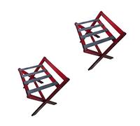 FGDIUCVN Lot de 2 Porte-Bagages - Support de Valise, Supports de Rangement Pliables en Bois Massif, Porte-Valise décontracté avec Sangles en Nylon, Porte-Bagages Portable pour hôtel, Cintre