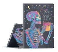 FGDRFGRW Coque pour Samsung Galaxy Tab A7 Lite 8,7" modèle 2021 SM-T220/T225/T227, support réglable, fonction veille/réveil automatique, protection intégrale - Tasse à café squelette